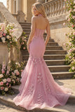 Vestido largo largo de graduación con corsé de perlas con cuello halter de taro sirena y flores 3D