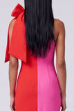 Vestido Maxi bodycon de un solo hombro en blanco y negro con lazo