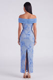 Vestido Maxi Floral Bodycon Apuesto Bodycon Body, Apuntado al Hombro Descubierto y Abertura