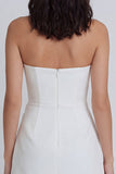 Vestido blanco blanco sin tirantes y fruncidos, tirantes en A