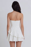 Vestido corto de graduación fruncido Sweetheart A-Line con volantes