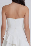 Vestido corto de graduación fruncido Sweetheart A-Line con volantes