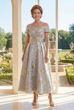 Vestido largo de madre de la novia azul polvoriento azul polvoriento