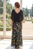 Vestido largo largo de Madre de la Novia bordado en tul A-line con mangas aleteadas