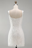 Vestido de cóctel corto, ajustado y ajustado de flores con tirantes brillantes