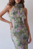 Vestido formal Maxi Bodycon Dusty Sage Bodycon de Escote Dusty Gasa