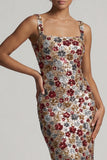 Vestido largo de madre de la novia con cuello cuadrado rojo brillante con cuello cuadrado y sirenas
