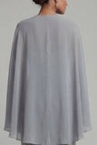 Mono de cabeza de madre de la novia con capa, gris azul, apliques