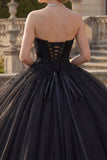 Vestido de gala negro con escote halter, purpurina Princesa Quinceañera