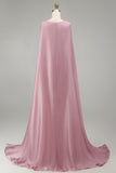 Vestido de certamen floral largo de sirena rosa brillante con alfiles, con cuentas,