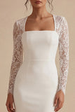 Vestido de novia blanco Midi Bodycon Floral con encaje