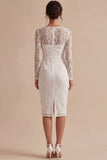 Bodycon Lace de manga larga y vestido de compromiso blanco bohemio floral