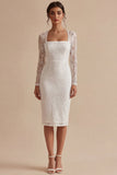 Bodycon Lace de manga larga y vestido de compromiso blanco bohemio floral