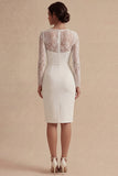 Bodycon Lace de manga larga y vestido de compromiso blanco bohemio floral