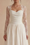 Vestido de novia Maxi Bohemi de manga larga blanca de manga larga con encaje
