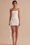 Mini vestido bodycon blanco sin tirantes y banda