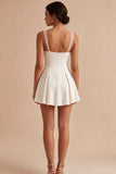 Vestido blanco simple de tirantes finos de tirantes de una línea