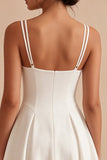 Vestido blanco simple de tirantes finos de tirantes de una línea