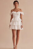 Vestido mini de cortés de línea A con volantes en capas