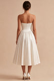 Vestido Midi de Corsé de Satén A de línea blanca