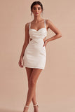 Bodycon Vestido Mini Blanco de Tirantes Finos