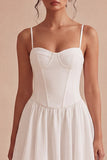 Mini vestido de corsé blanco de encaje de línea A