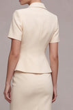 Vestido corto de solapa cruzada de dos piezas cruzado y cruzado de marfil