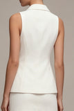 Vestido de negocios blanco corto, de un solo pecho de solapa con muescas de dos piezas,