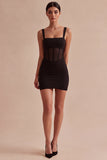 Corsé de escote cuadrado Vestido negro ajustado