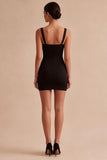 Corsé de escote cuadrado Vestido negro ajustado