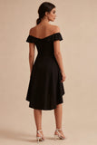 Alto Bajo Una línea de hombros Vestido negro pequeño