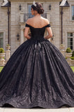 Vestido de gala con corsé negro y hombro descubierto vestido de quinceañera