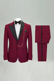 Trajes de boda negros de dos piezas con solapa de pico y pecho simple