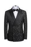 Trajes de boda negros de dos piezas con solapa con pico cruzado y cruzado doble