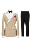 Trajes de baile de dos piezas Champagne Peak Cra de solapa cruzada