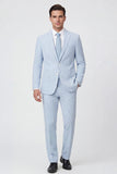 Trajes de fiesta de hombre de un solo pecho azul azul claro de dos piezas y solapa