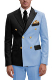Trajes de baile de graduación de dos piezas Peak Peak Lapel Purple Purple
