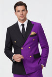 Trajes de baile de graduación de dos piezas Peak Peak Lapel Purple Purple