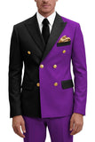Trajes de baile de graduación de dos piezas Peak Peak Lapel Purple Purple
