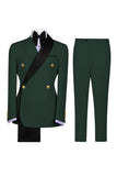 Traje de baile de fin de curso verde salvia de dos piezas con solapa de dos piezas y cruzado