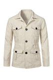 Chaqueta masculina de solato cruzado beige con muesca