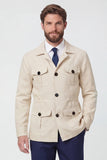 Chaqueta masculina de solato cruzado beige con muesca