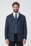 Chaqueta masculina de solato cruzado beige con muesca