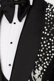 Trajes de boda de hombre de dos piezas con solapa negra y un botón con cuentas