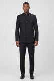 Traje negro de dos piezas de dos piezas, pecho simple
