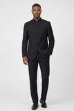 Traje de graduación negro de dos piezas con pecho simple