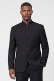 Traje de graduación negro de dos piezas con pecho simple