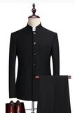 Traje de graduación negro de dos piezas con pecho simple