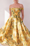 Vestido midi floral con estampado de gasa en A y traje descubierto con bolsillos