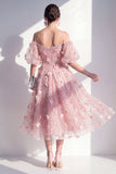 Vestido midi floral de lentejuelas con filo A de los hombros